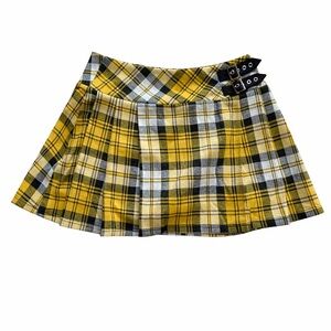 HALARA Yellow and Black Plaid Mini Skirt